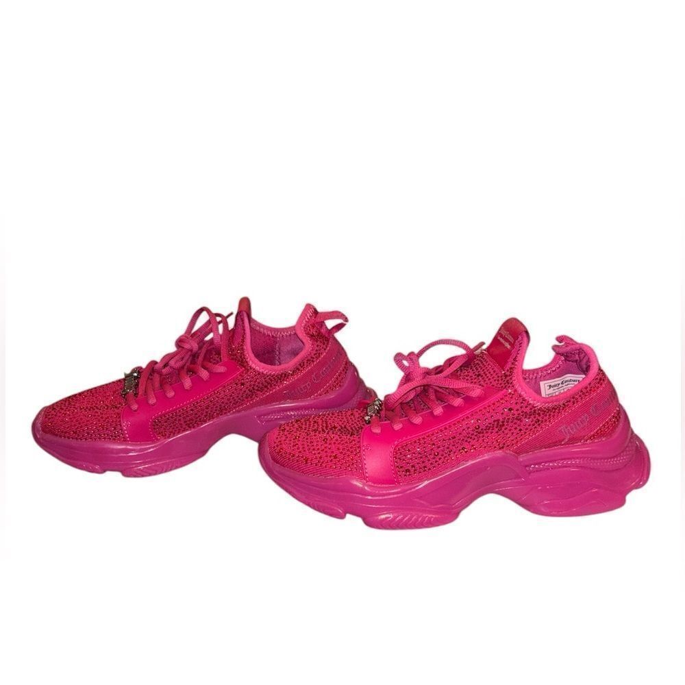 JUICY COUTURE  Fuchsia Rhinestones Adana Lace-up Sneakers